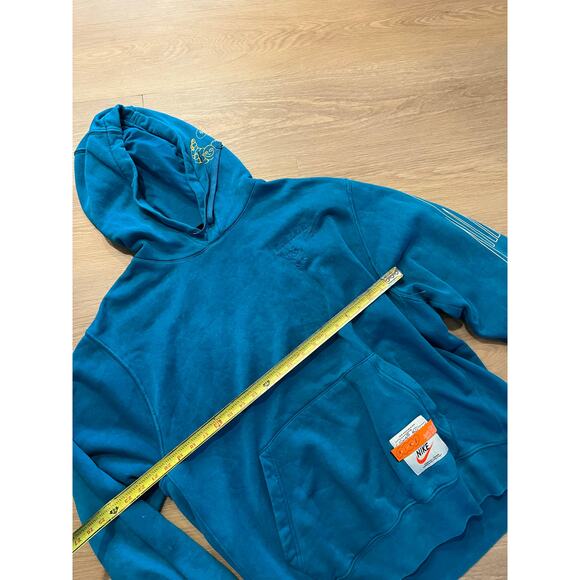 Nike Sportswear Club Distressed Hoodie Pullover Size XL Mens Blue Teal - Picture 2 of 6
